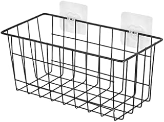LQKYWNA Black Wire Storage Basket, Self Adhesive Metal Basket Mesh Storage Baskets for Home, Office, Kitchen, Bathroom Storage