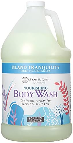 Ginger Lily Farms Botanicals Nourishing Body Wash, Island Tranquility, 100% Vegan & Cruelty-Free, Green Tea & Lemongrass Scent, 1 Gallon Refill (128 fl. oz.)