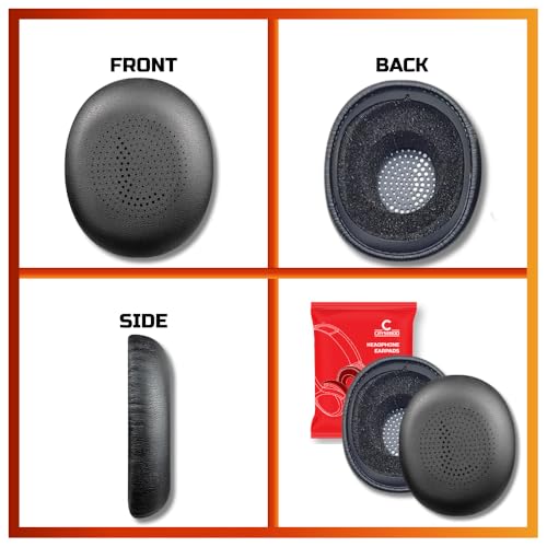Image of Crysendo Protein Leather Ear Pads for Jabra Evolve2 30, Soft Foam, Black | Protein Leather replacement headphone cushions for worn earpads; comfortable daily headset use; easy-fit replacement design
