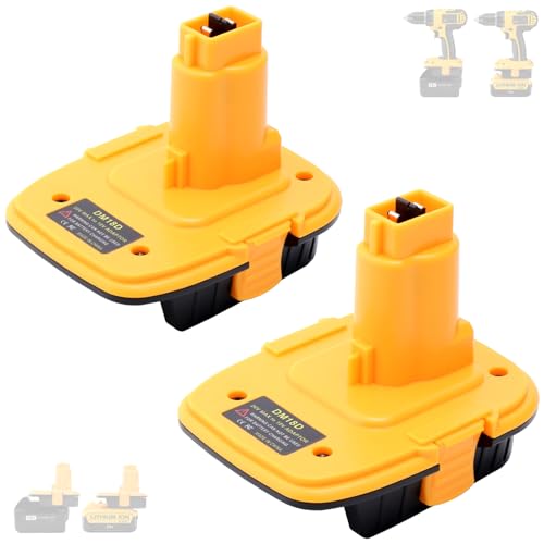 Tulepowceeng 2 Pack DM18D Battery Adapter Compatible with Dewalt 18v Tools Convert Compatible with Dewalt 20v or Compatible with Mil-Waukee 18v Li-ion Battery to Work with 18 Volt Power Tools
