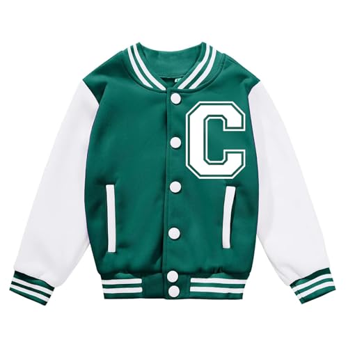 Image of BAICAIYU Kids Baseball Jackets Boys and Girls Varsity Coat Buttons Cardigan Letter Sport Letterman School Jacket