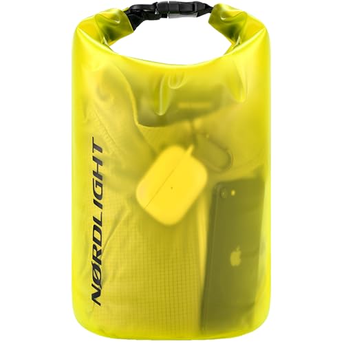 Nordlight Dry Bag 2L Wasserdichter Beutel - (Gelb) Wasserdichter Packsack Mit Roll Top Verschluss Und Schultergurt | Schwimmen, Baden, Strand, Kanu, Stand Up Paddling, Tauchen