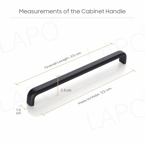 Image of LAPO 10 Inch Cabinet Handles for Drawer, Pulls for Pooja Mandir, Wardrobe, Window Handles for Cupboard (224mm, 3 Years Warranty, Pack of 6)