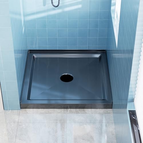 Image of Casaphoria 36 inch x 36 inch Shower Base Pan with 3.5 inch Center Drain Hole,Shower Pan Five-Layer Acrylic + ABS Processing, Non-Slip Shower Enclosure Base for Bathroom, Single Threshold Black