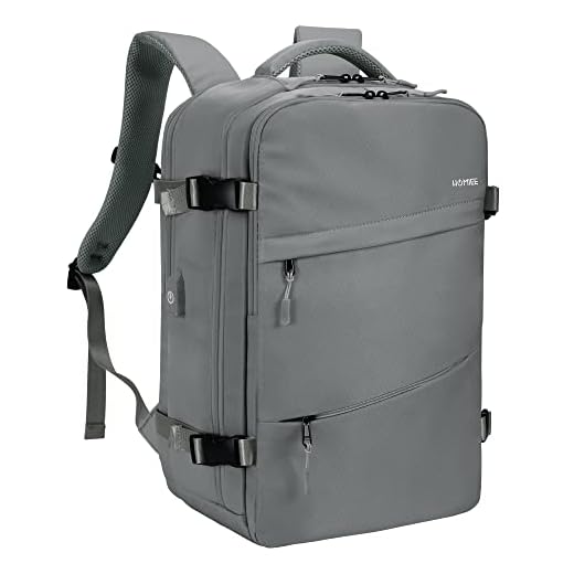 HOMIEE Mochila de viaje Mujeres Hombres 40L Maleta de Cabina Mochilas Resistente al agua Mochila Escolar para Portátil Laptop Ordenador 15.6 pulgadas con puerto de carga USB