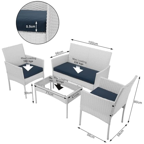 Salon de jardin polyrotin blanc d'exception avec table en verre