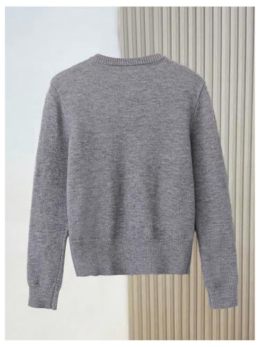 Verdusa Women's Button Front Cardigan Sweaters Crew Neck Long Sleeve Knit Outerwear2