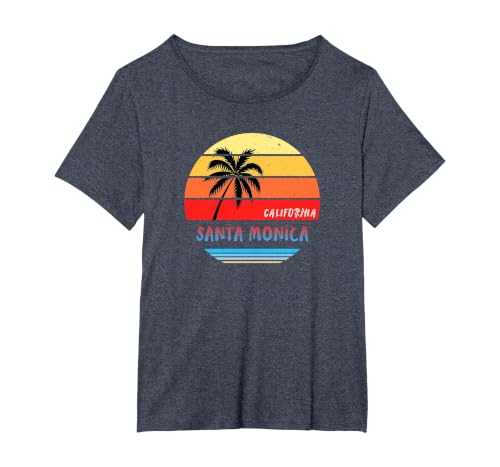 Santa Monica Shirt | Santa Monica California T-Shirt, Women's Plus, Heather Blue, 2X