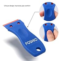 FOSHIO Plastic Razor Blade Scraper Include 2PCS Scraper Tool and 100PCS Blades for Gasket Remover, Labels Decal and Adhesive Remover for Windows and Glass — image 4