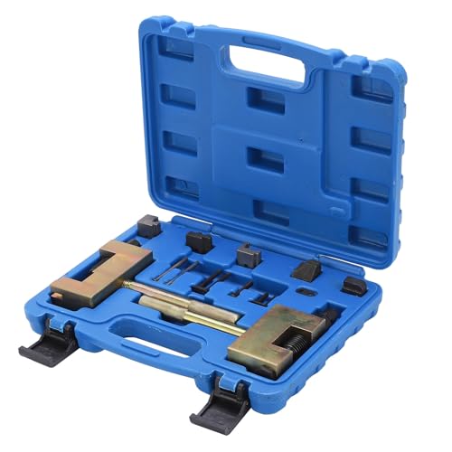 Tbest Herramienta Remachadora de Cadenas de Distribución Juego Profesional de 13 Piezas de Grado Industrial para Renovación y Cadenas con Dúplex Negro Amarillo Plata 2665g