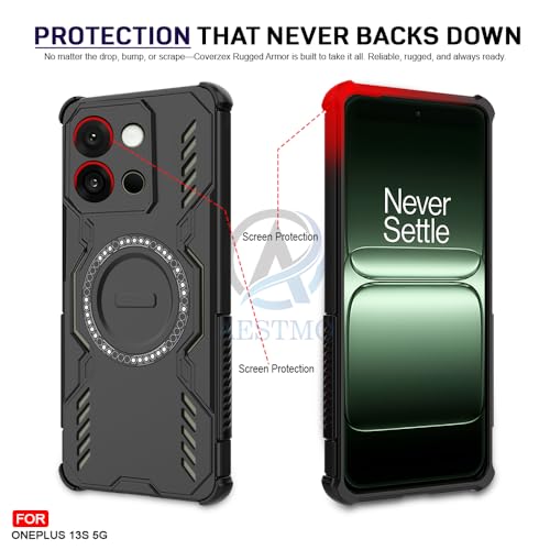 Image of AESTMO Back Case Cover for OnePlus 13S 5G | Magnetic Case with Built-in Metal Ring | Compatible with MagSafe Accessories | Shockproof Hybrid (PC + TPU, Black)