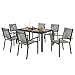 Outsunny Salon de Jardin extérieur 7 pièces, Table de Jardin extérieure avec 6 chaises empilables, Plateau à Lattes 150 cm, Structure en Acier Anti-Rouille, mobilier de Jardin, terrasse, Patio, Noir