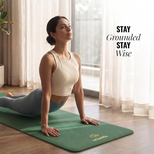 Image of WiseLife Classic Eco-TPE 10 MM Yoga Mat with Yoga Strap for Men & Women | Extra Thick, Long & Wide Non-Slip, Anti-Tear Exercise Mat for Home, Gym, Workout, Fitness, Yoga & Pilates (Green)