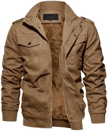 EKLENTSON Winterjacke Herren Military Winddicht Warme Fleecejacke | Baumwolle, Winter, Fleece, Thermo, Regular Fit, Viele Taschen, Winddicht, Komfortabel, Casual, Outdoor, Cargo