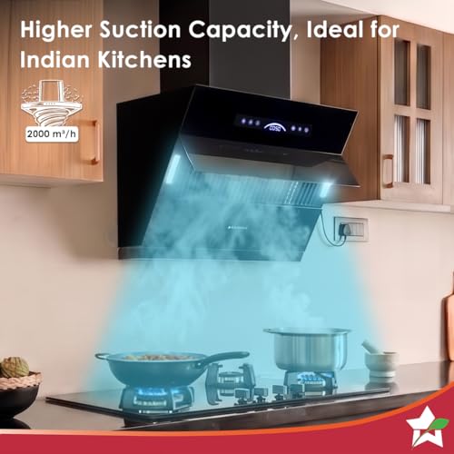 Image of Wonderchef Ultra Slant 60cm Filterless Auto-clean Kitchen Chimney with Oil Collector, BLDC Motor, Suction 2000 m3 /hr, Motion Sensor + Touch Control, 15-Yr Warranty on Motor & 5-Yr Comprehensive, Black