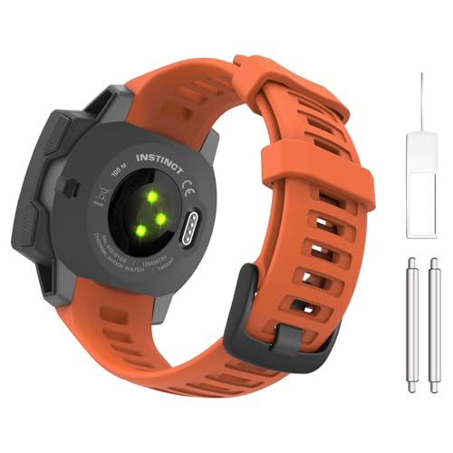 Astorgos 1Pack Sport Watch Band Compatible con Garmin Instinct Esports/Solar/Tactical/Tide Military Watch/Instinct 2 Sports GPS, Pulsera de Silicona Suave Reemplazo de la Correa, Rojo Fuego