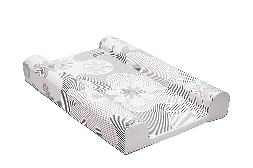 SuperSnug Luxury Anti-Roll Wedge Inclined Baby Changing Mat, Grey/White, Waterproof, Wipe Clean, Non-Toxic PVC Raised bolsters from Birth Upwards