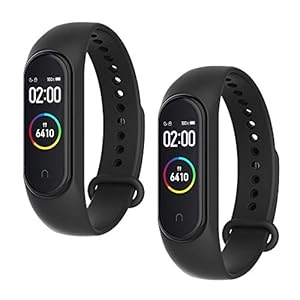 WD&CD Armband kompatibel mit Xiaomi Mi Band 4/3 Weiches Silikon (2 Stück, Schwarz + Schwarz), Verstellbare Fitness Armband kompatibel für Frauen männer