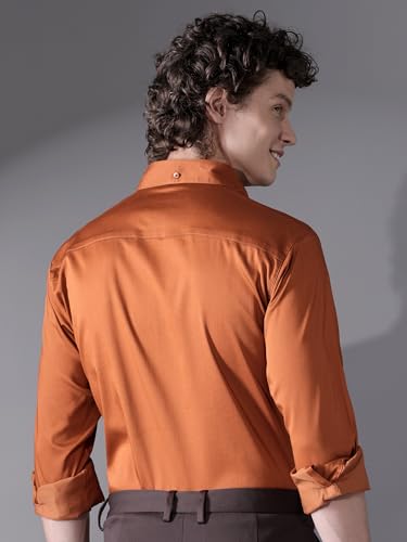 Image of BEYOUNG Regular Fit Formal Satin Shirt for Men | Full Sleeves | Men's Stylish Satin Silk Shirt | Formal Shirt | Buttondown Collar | Satin Solid Shirt for Men