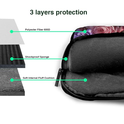 Bolso maletín para laptop de 14 pulgadas con flores moradas miniatura 6