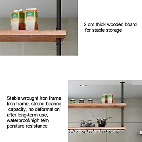 Étagère suspendue plafond design industriel structure métal noir 120cm - 7