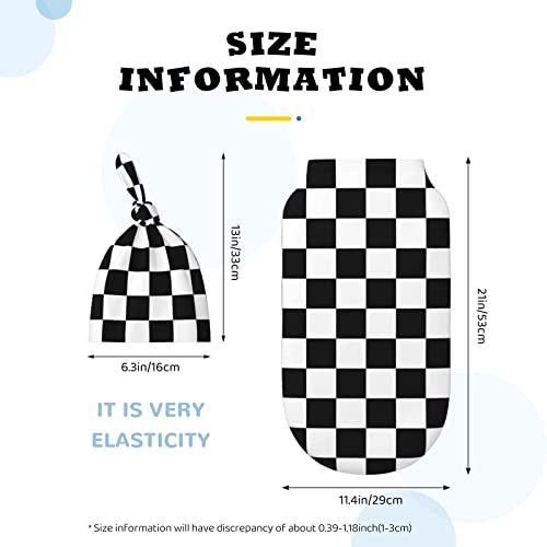 Ykklima Black White Race Checkered Flag Pattern Baby Newborn 100% Cotton Swaddle Blanket With Beanie Hat Set Cotton Receiving Blankets Sleep Sack For Girls Boys Infant Gifts #TOP4