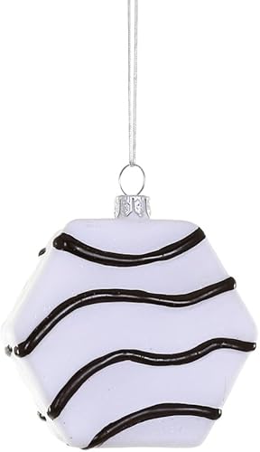 The Bridge Collection Adorno de pastel de aperitivos en blanco y negro, adornos para árbol de Navidad de comida chatarra de postre, adorno de