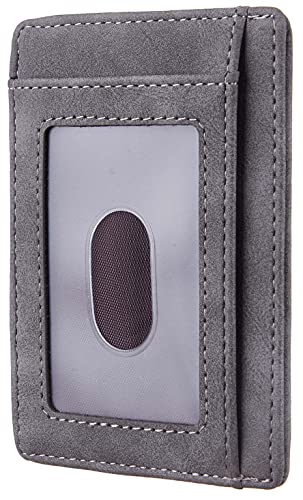 Travelambo Front Pocket Minimalist Leather Slim Wallet RFID Blocking Medium Size