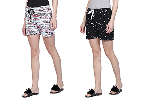 Image of Club A9 Women's Regular Fit Cotton Printed Shorts