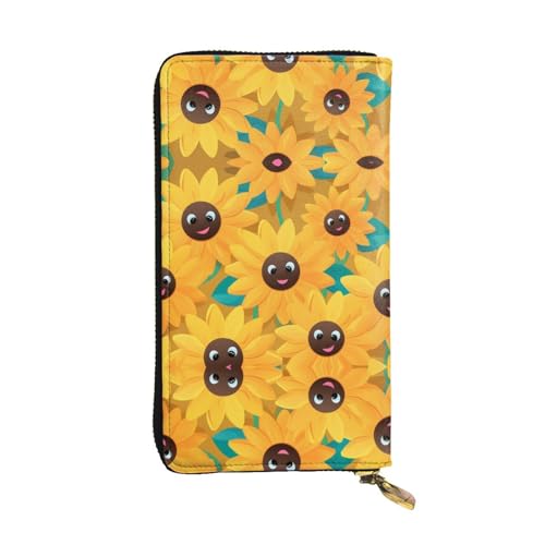 Portefeuille long en cuir imprimé tournesol, l'élégance des finitions