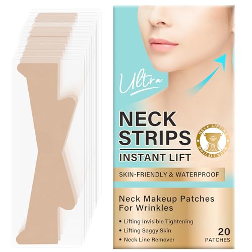 Neck Tape Lifting Invisible(20x), Reusable Face Neck Lift Tape, Instant Neck Wrinkle Patches for