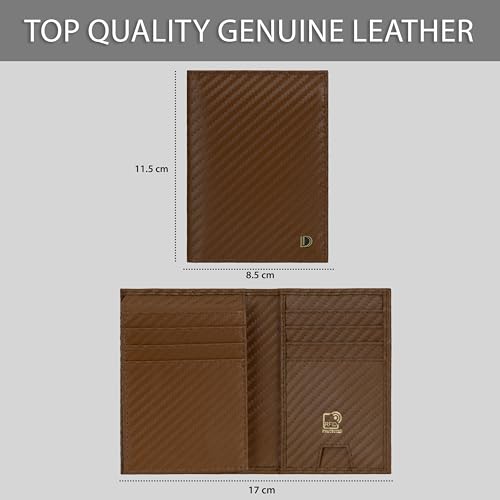 Image of Premium RFID Blocking Wallet for Men | Slim Carbon Fiber Leather with 12 Card Slots, Clear ID Window & Cash Pocket | Durable Bifold Genuine Cow Fiber Leather Wallet (Carbon CONIAC)