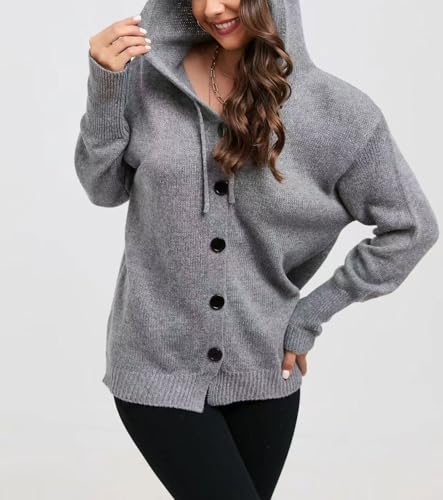 Women's Hooded Cardigan Sweater Long Trendy V-Neck Long Sleeve Coat4