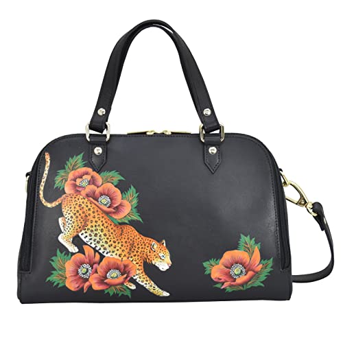 Image of Anuschka Women's Leather Satchel - Hand-Painted Genuine Leather Handbag with Detachable Strap for Everyday Use - 695, Satchel