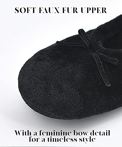 Keyela Women's Memory Foam House Fluffy Ballerina Slippers Ballet Shoes Fuzzy Cute Faux Fur Closed Toe Slip On Indoor Slippers2
