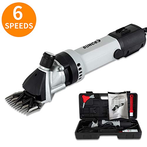 SUNCOO Portable Sheep Shears 6 Speeds Adjustable Alpaca Electric Clippers 350W Professional Shearing