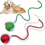 Lanstorm 2 Pcs Interactive Dog Ball, Rechargeable Active Cat Toy, 360°Automatic Self Moving Pet Ball with Tail, Interactive Toys for Indoor Small Medium Dogs and Cats, Red and Green