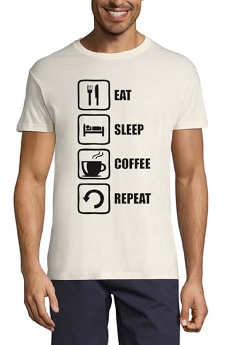 T-shirt col rond en coton pour homme avec slogan humoristique couleur naturel