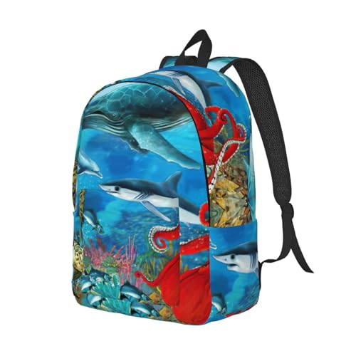 Sac d'infirmière motif requins et pieuvre avec range ordinateur - 2