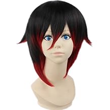 COSPLAZA Shadow Cosplay Wig Halloween Black Red Ruby Rose Women Anime Show Short Party Anime Show Hair
