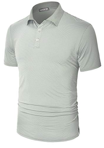 TAPULCO Mens Dry Fit Performance Golf Polo Silky Smooth Comfy Premium Fitted Golf Tennis T-Shirt Travel Business Casual Shirt Light Grey XX-Large