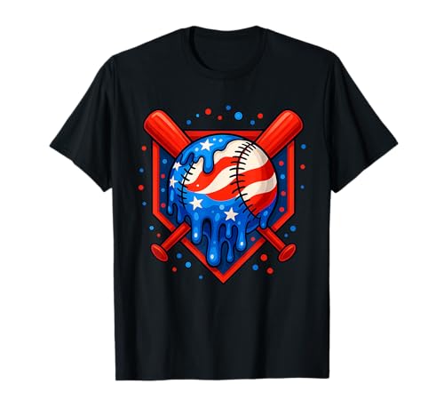 USA Patriotische Drip Amerikanische Flagge 4. Juli Baseball T-Shirt