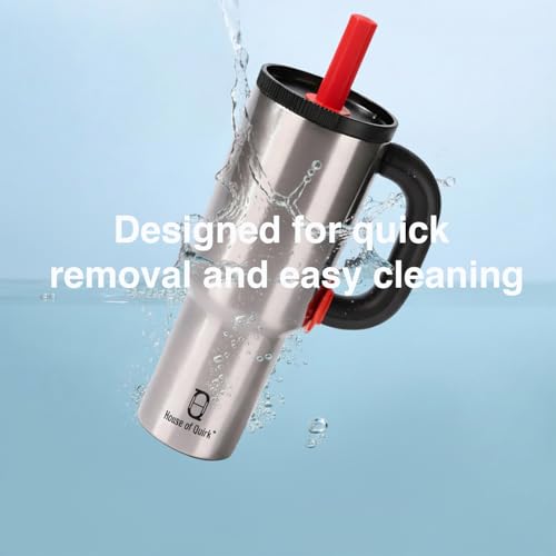 Image of House of Quirk 1200ml Stainless Steel Tumbler with Handle, Straw & Straw Cap | Leakproof Water Bottle | Large Capacity Travel Mug (Chrome)