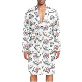 ZZXXB Bata de dormir ligera de manga larga para hombre, diseño de camión de bomberos, helicóptero, con bolsillos, talla M-XL, beige, L