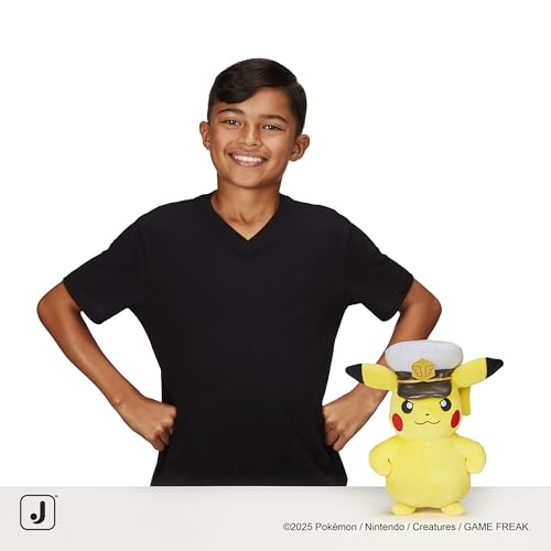 Image of Pokemon Captain Pikachu Plush - 8-Inch Soft Plush with Captain's Hat and Authentic Details