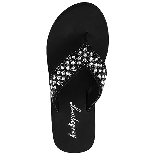 Lowkeyray Wedge Flip Flops for Women Rhinestone Comfortable Sandals4