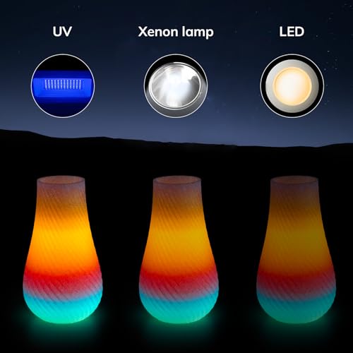 Image of AMOLEN Glow in The Dark 3D Printer Filament Bundle, Glow Filament Multicolor, 5 Meter Rainbow, Green, Blue and Blue-Purple, 1.75mm PLA Filament, Dimensional Accuracy + /- 0.02 mm, 200g X 4 Pack