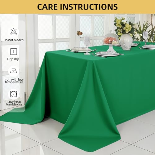 Image of 6-Pack 90x156 inch Forest Green Table Cloths, Solid Stain and Wrinkle Resistant Oblong Tablecloth, Premium Plain Weave Polyester Fabric Rectangle Table Linen Covers for Hotel, Banquet