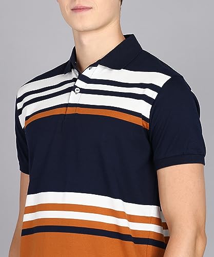 Image of 3BROS Men's Cotton Blend Half Sleeve Regular fit Summer Wear Comfortable Polo Neck T-Shirt (Pack of 1) (DB1032)