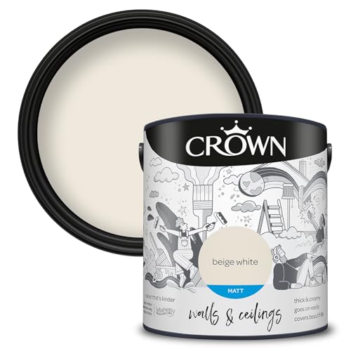 Crown Walls & Ceilings Matt Emulsion Paint, Size 2.5L, Beige White